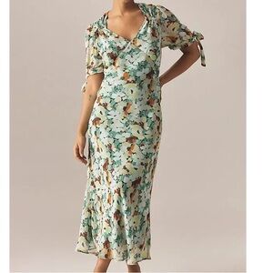 BNWT ANTHROPOLOGIE Short-Sleeve V-Neck Slip Midi Dress